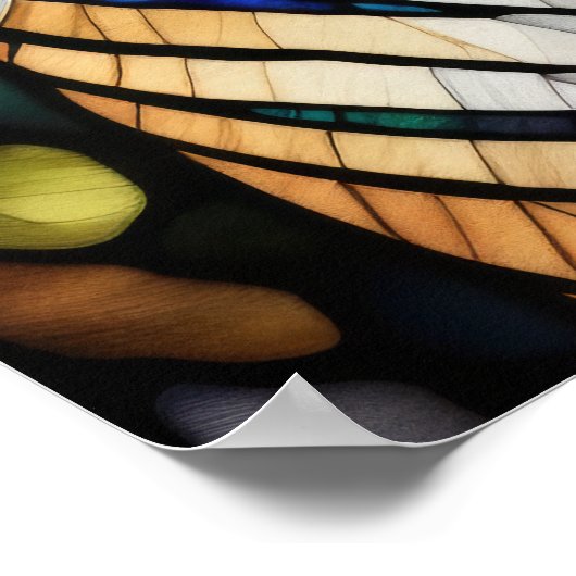 Waterverf Glas in lood Stijl Tijger 5:4 Poster (Hoek)