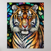 Waterverf Glas in lood Stijl Tijger 5:4 Poster (Voorkant)