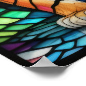 Waterverf Glas in lood Stijl Tijger 5:4 Poster (Hoek)