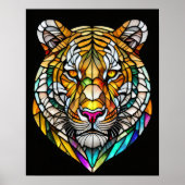Waterverf Glas in lood Stijl Tijger 5:4 Poster (Voorkant)