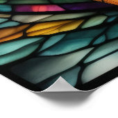 Waterverf Glas in lood Stijl Tijger 5:4 Poster (Hoek)