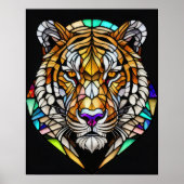 Waterverf Glas in lood Stijl Tijger 5:4 Poster (Voorkant)