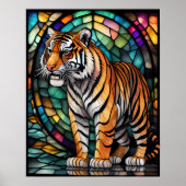 Waterverf Glas in lood Tijger 4:5 Poster (Voorkant)