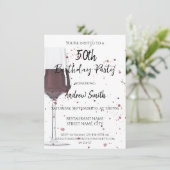 Waterverf glas rode wijn kaart (Staand voorkant)