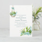 Waterverf Glas Terrarium Succulenten Bruiloft Kaart (Staand voorkant)