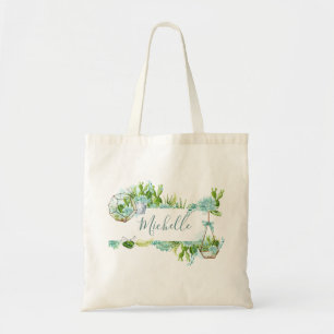 Waterverf Glas Terrarium Succulenten Tote Bag