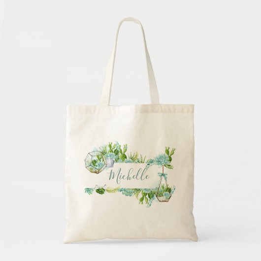 Waterverf Glas Terrarium Succulenten Tote Bag (Voorkant)