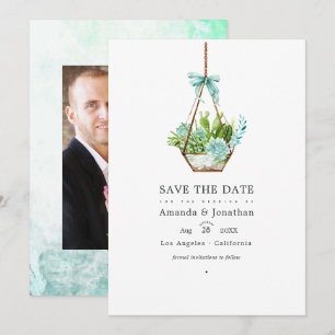 Waterverf Glas Terrarium Succulenten Trouw Save The Date