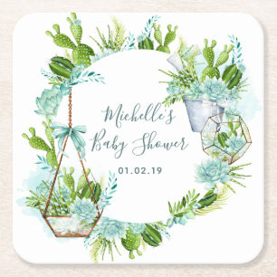 Waterverf Glas Terrarium Vetplanten Baby Shower Kartonnen Onderzetters