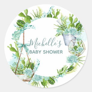 Waterverf Glas Terrarium Vetplanten Baby Shower Ronde Sticker