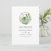 Waterverf Glas Terrarium Vetplanten Bruiloft Save The Date (Staand voorkant)