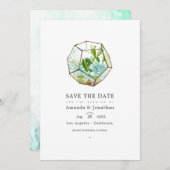 Waterverf Glas Terrarium Vetplanten Bruiloft Save The Date (Voorkant / Achterkant)