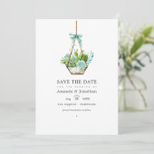 Waterverf Glas Terrarium Vetplanten Trouw Bespaar Save The Date (Staand voorkant)