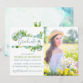 Waterverf Glass Terrarium Succulent Afstuderen Kaart (Voorkant / Achterkant)