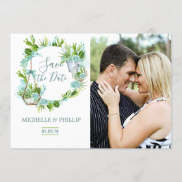 Waterverf Glass Terrarium Succulent Save the Date