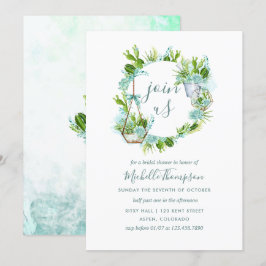 Waterverf Glass Terrarium Succulent Vrijgezellenfe Kaart