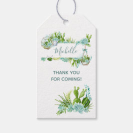 Waterverf Glass Terrarium Succulents Baby shower Cadeaulabel