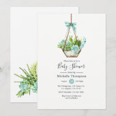 Waterverf Glass Terrarium Succulents Baby shower Kaart (Voorkant / Achterkant)