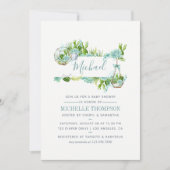 Waterverf Glass Terrarium Succulents Baby shower Kaart (Voorkant)