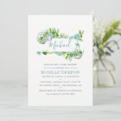 Waterverf Glass Terrarium Succulents Baby shower Kaart (Staand voorkant)