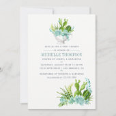 Waterverf Glass Terrarium Succulents Baby shower Kaart (Voorkant)