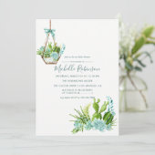 Waterverf Glass Terrarium Succulents Baby shower Kaart (Staand voorkant)