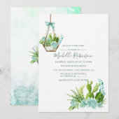 Waterverf Glass Terrarium Succulents Baby shower Kaart (Voorkant / Achterkant)