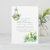 Waterverf Glass Terrarium Succulents Baby shower Kaart (Staand voorkant)