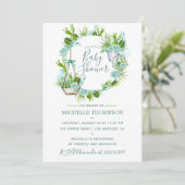 Waterverf Glass Terrarium Succulents Baby shower Kaart (Staand voorkant)