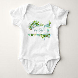 Waterverf Glass Terrarium Succulents Baby shower Romper