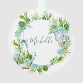 Waterverf Glass Terrarium Succulents Ornament