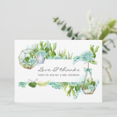 Waterverf Glass Terrarium Succulents Wedding Bedankkaart (Staand voorkant)
