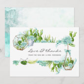 Waterverf Glass Terrarium Succulents Wedding Bedankkaart (Voorkant / Achterkant)