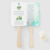 Waterverf Glass Terrarium Succulents Wedding Handwaaier (Voorkant en achterkant)