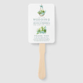 Waterverf Glass Terrarium Succulents Wedding Handwaaier (Voorkant)