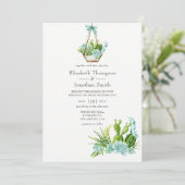 Waterverf Glass Terrarium Succulents Wedding Kaart (Staand voorkant)