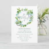 Waterverf Glass Terrarium Succulents Wedding Kaart (Staand voorkant)