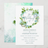 Waterverf Glass Terrarium Succulents Wedding Kaart (Voorkant / Achterkant)