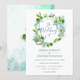 Waterverf Glass Terrarium Succulents Wedding Kaart