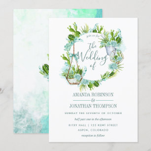 Waterverf Glass Terrarium Succulents Wedding Kaart