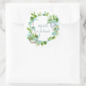 Waterverf Glass Terrarium Succulents Wedding Ronde Sticker (Tas)