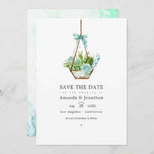 Waterverf Glass Terrarium Succulents Wedding Save Save The Date