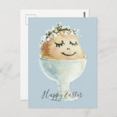 Waterverf glimlachende eieren tijdens de bekertijd briefkaart (Voorkant / Achterkant)