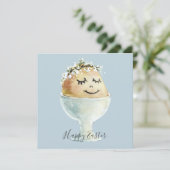 Waterverf glimlachende eieren tijdens de bekertijd kaart (Staand voorkant)