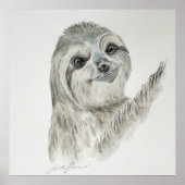 Waterverf Glimlachende Luiaard Poster (Voorkant)