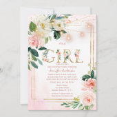 Waterverf Glitter Baby Girl SHOWER OP MAIL Kaart (Voorkant)