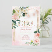 Waterverf Glitter Baby Girl SHOWER OP MAIL Kaart (Staand voorkant)