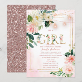 Waterverf Glitter Baby Girl SHOWER OP MAIL Kaart