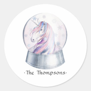 Waterverf Glitter Eenhoorn Baby Shower Ronde Sticker