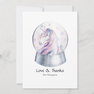 Waterverf Glitter Eenhoorn Kerst Baby Shower Bedankkaart